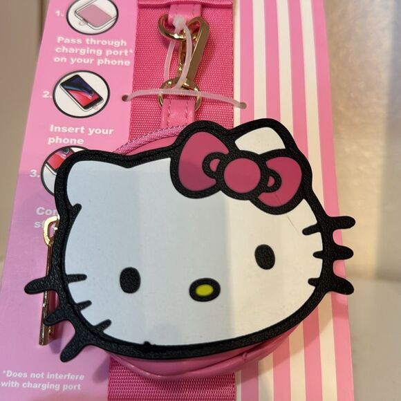 Hello Kitty Sanrio Phone Holder Pink Travel Strap With Coin Zip Purse - Picture 6 of 16